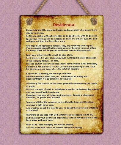 Tin Sign Metal Tin Sign 8x12 inches Hanging Vintage Grunge Style Desiderata Poem Tin Wall Decoration Iron Painting Metal Decorative Wall Art in Kuwait