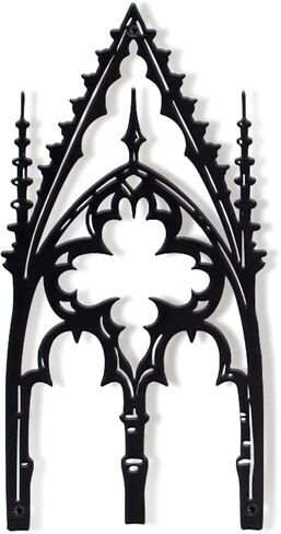 WOPARTY Gothic Cathedral Window Wall Art, Black Metal Decorative Panel, 11.8 x 5.91 Inches, Medieval Home Decor for Bedroom Living Room in Kuwait