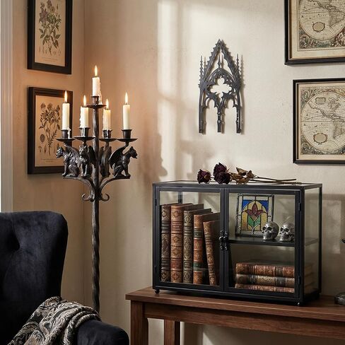 WOPARTY Gothic Cathedral Window Wall Art, Black Metal Decorative Panel, 11.8 x 5.91 Inches, Medieval Home Decor for Bedroom Living Room in Kuwait