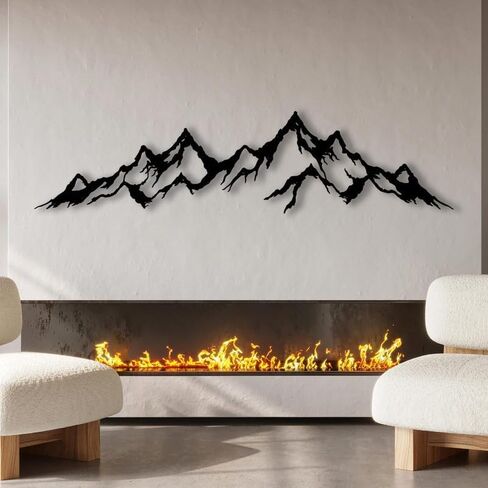 Toralab Black Metal Mountain Wall Art, Large Minimalist Mountain Range Line Art for Living Room Bedroom Bathroom, Modern Home Office Mountain Wall Decor (20" L x 5" W) in Saudi Arabia
