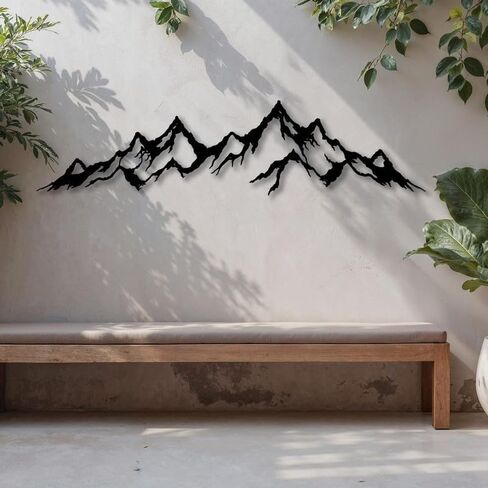 Toralab Black Metal Mountain Wall Art, Large Minimalist Mountain Range Line Art for Living Room Bedroom Bathroom, Modern Home Office Mountain Wall Decor (20" L x 5" W) in Saudi Arabia
