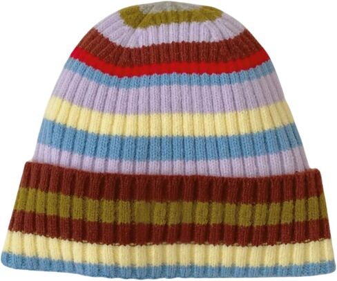 Colorful Striped Beanie Cuffed Winter Soft Rib Knit Hat for Women Men Gift in Saudi Arabia