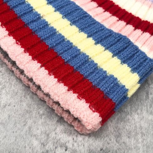 Colorful Striped Beanie Cuffed Winter Soft Rib Knit Hat for Women Men Gift in Saudi Arabia
