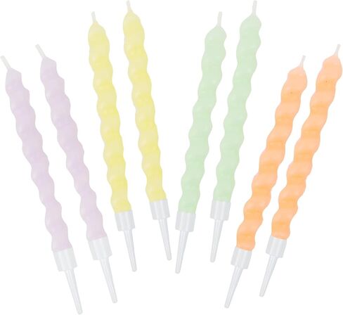 Talking Tables 24 x Colourful Pastel Birthday Cake Candles | Cupcake Toppers Decorations for Kids Party, Celebration | Designed in The UK | Plastic Free in Saudi Arabia