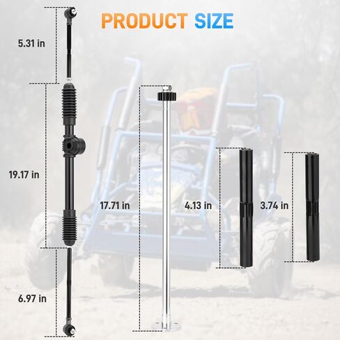 Steering Gear Assembly Compatible with Coleman KT196 go kart parts Kandi 110cc CK196 196CC 6.5HP Gas Powered 4 Wheeler Quad DIY Racing Go Cart, Go-Kart Steering Shaft with Gear Box and Ball Joint Rod in Kuwait