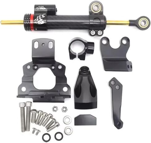 Motorcycle Accessories Fit for Kawasaki Z650 Z 650 2017-2025 2023 Adjustable Steering Stabilize Damper Bracket Mount Support CNC Aluminum Steering Damper Kit (Black Set 6) in Saudi Arabia