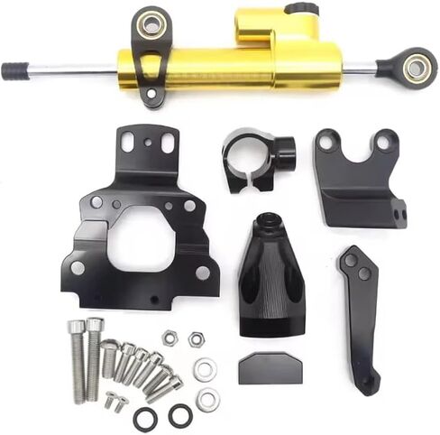 Motorcycle Accessories Fit for Kawasaki Z650 Z 650 2017-2025 2023 Adjustable Steering Stabilize Damper Bracket Mount Support CNC Aluminum Steering Damper Kit (Black Set 6) in Saudi Arabia