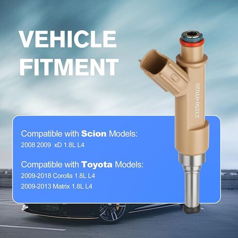 Pack of 4 Fuel Injector Compatible with Toyota Corolla 1.8L 2009-2018,Matrix 2009-2013,Compatible with Scion xD 2008-2014,12 Holes, Replace Part OE 23250-0T020,23209-09140 in Saudi Arabia