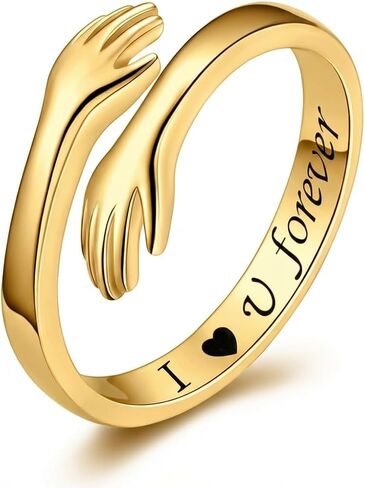 Hug Ring for Women Adjustable Engraved Open Band Jewelry Sentimental Birthday Gift for Her in Kuwait
