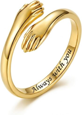 Hug Ring for Women Adjustable Engraved Open Band Jewelry Sentimental Birthday Gift for Her in Saudi Arabia