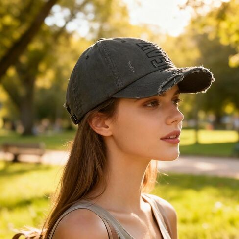 Baseball Cap Distressed with Unique Design Adjustable Casual Hat for Men and Women Fashionable Everyday Headwear in Saudi Arabia