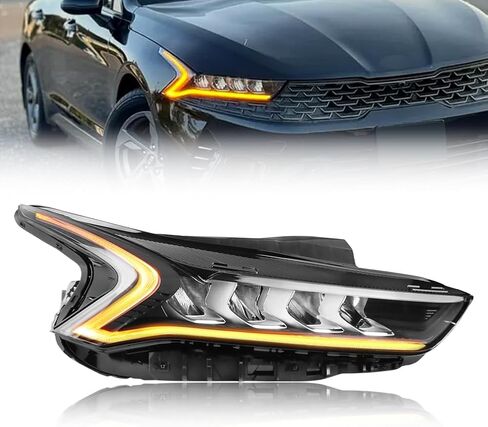 مجموعة مصابيح LED كاملة متوافقة مع 2021-2023 Ki-a K5 LX/LXS/EX (ليس لـ GT/GT-line)، مصباح أمامي للجانب الأيسر للسائق، 92101L3000 92102L3000، قطعة واحدة in Kuwait