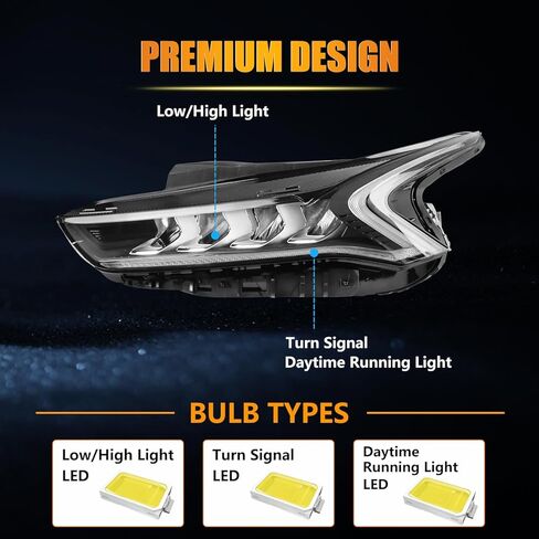 مجموعة مصابيح LED كاملة متوافقة مع 2021-2023 Ki-a K5 LX/LXS/EX (ليس لـ GT/GT-line)، مصباح أمامي للجانب الأيسر للسائق، 92101L3000 92102L3000، قطعة واحدة in Kuwait