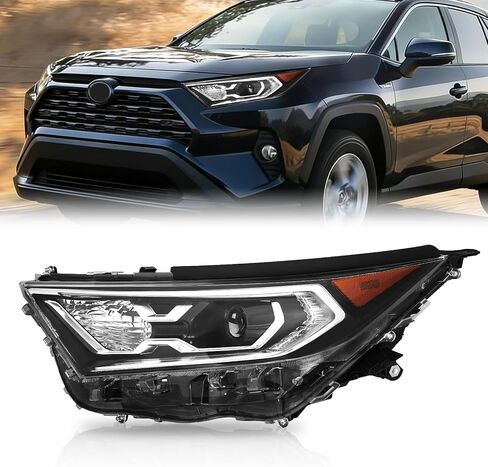 JFN LED Headlight Assembly Compatible with 2019-2023 Toyota RAV4 Hybrid Front HeadLamp with Blubs(Passenger Side (Right)) in Kuwait