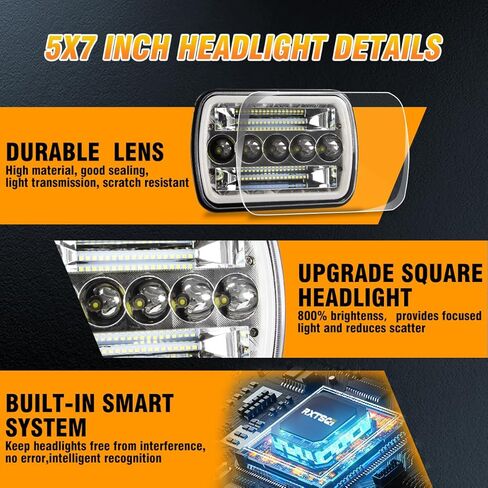 130W مستطيلة 5x7 / 6x7 بوصة المصابيح الأمامية عالية منخفضة الشعاع متوافقة مع 2003-2009 GMC C4500 C5500 C6500 TopKick، withe الأبيض DRL العنبر بدوره إشارة DOT H6054 المصابيح الأمامية، 2PCS in Kuwait