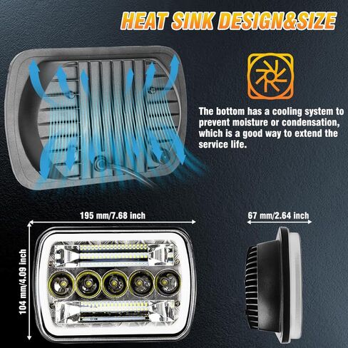 130W مستطيلة 5x7 / 6x7 بوصة المصابيح الأمامية عالية منخفضة الشعاع متوافقة مع 2003-2009 GMC C4500 C5500 C6500 TopKick، withe الأبيض DRL العنبر بدوره إشارة DOT H6054 المصابيح الأمامية، 2PCS in Kuwait