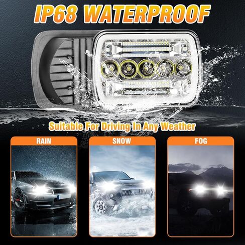 130W مستطيلة 5x7 / 6x7 بوصة المصابيح الأمامية عالية منخفضة الشعاع متوافقة مع 2003-2009 GMC C4500 C5500 C6500 TopKick، withe الأبيض DRL العنبر بدوره إشارة DOT H6054 المصابيح الأمامية، 2PCS in Kuwait