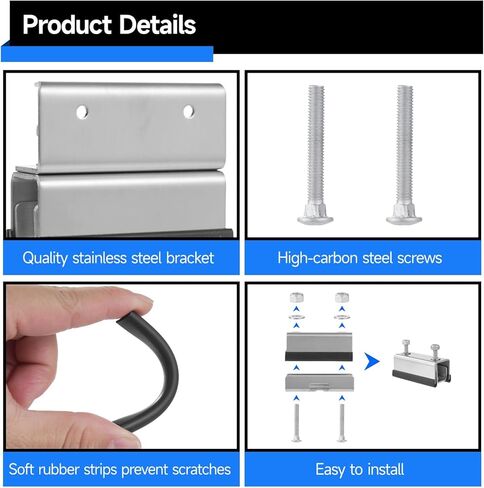 6 Pcs Roof Rack Mounting Brackets, Stainless Steel Vehicle Rack Bracket Mount Kit with 12 Rubber Strips, Suitable for Most RVs, Yachts, Van, Car Roof Boxes in Kuwait