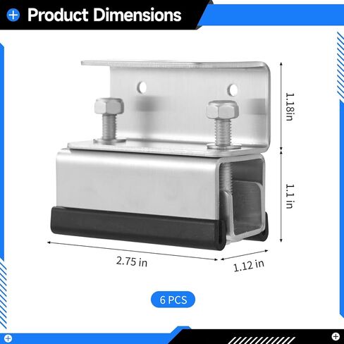 6 Pcs Roof Rack Mounting Brackets, Stainless Steel Vehicle Rack Bracket Mount Kit with 12 Rubber Strips, Suitable for Most RVs, Yachts, Van, Car Roof Boxes in Kuwait