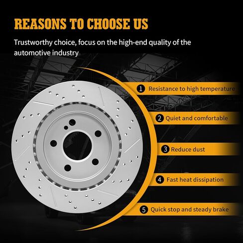 Disc Brake Rotor Rear Drilled and Slotted Vented Rotors for Infiniti Qx30 2017-2019, for Mercedes-Benz B Electric Drive 2014-2015/ B250 2013-2018/ B250E 2016-2017/ Gla250 2015-2020/ Cla250 in Kuwait