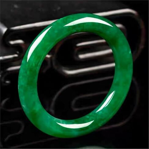 Jadeite Bangle Bracelet, Burmese Old-pit Imperial Green Ice-Glutinous Full-green Round-strip Design, Gift for a Birthday in Saudi Arabia