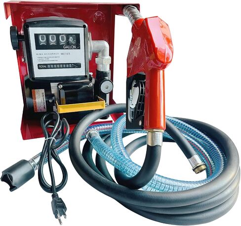 Electric Diesel Transfer Pump Kit - 110V, 550W, 16 GPM Electric Fuel Transfer Pump With Automatic Nozzle, Mechanical Fuel Meter, 13 Feet Dispensing Hose and 6.6 Feet Suction Hose in Saudi Arabia
