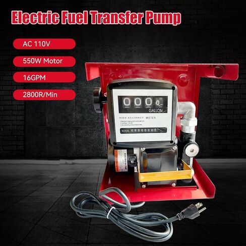 Electric Diesel Transfer Pump Kit - 110V, 550W, 16 GPM Electric Fuel Transfer Pump With Automatic Nozzle, Mechanical Fuel Meter, 13 Feet Dispensing Hose and 6.6 Feet Suction Hose in Saudi Arabia
