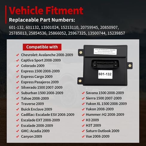 Fuel Pump Driver Flow Module Comaptible with Chevy Silverado Suburban 1500 For GMC Sierra 1500 Yukon XL, Cadillac Escalade ESV EXT, Hummer H2 H3T Buick Enclave Saturn Vue Replace 601-132 in Kuwait
