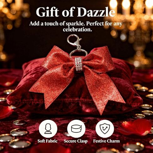 مجموعة سلاسل مفاتيح على شكل فيونكة مكونة من 24 قطعة، حلقات مفاتيح من نسيج حجر الراين، زينة حلية للحقيبة باللون الأحمر اللامع، ملحقات خفيفة الوزن لحقائب الظهر، والحفلات، والهدايا in Kuwait