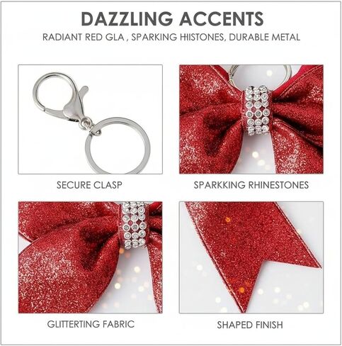 مجموعة سلاسل مفاتيح على شكل فيونكة مكونة من 24 قطعة، حلقات مفاتيح من نسيج حجر الراين، زينة حلية للحقيبة باللون الأحمر اللامع، ملحقات خفيفة الوزن لحقائب الظهر، والحفلات، والهدايا in Kuwait