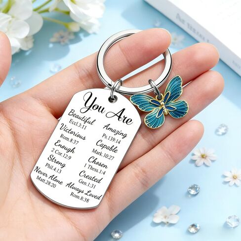 Christian Keychain Gifts for Women Mom Sister Daughter Inspirational Bible Verse Key Chains Women Religious Gifts for Woman Butterfly Key Chains Women Christian Gifts Bible Accessories Women in Saudi Arabia