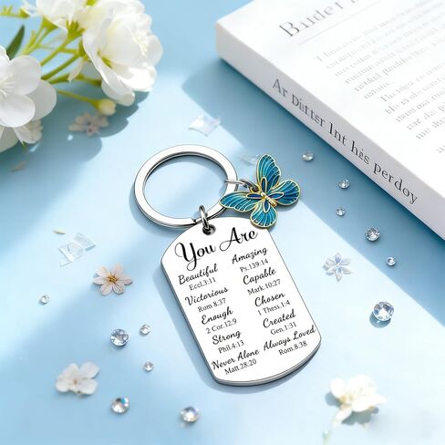 Christian Keychain Gifts for Women Mom Sister Daughter Inspirational Bible Verse Key Chains Women Religious Gifts for Woman Butterfly Key Chains Women Christian Gifts Bible Accessories Women in Saudi Arabia