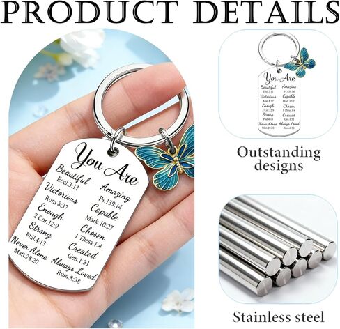 Christian Keychain Gifts for Women Mom Sister Daughter Inspirational Bible Verse Key Chains Women Religious Gifts for Woman Butterfly Key Chains Women Christian Gifts Bible Accessories Women in Saudi Arabia