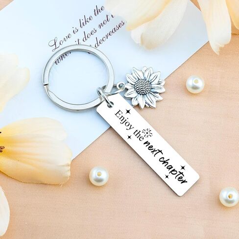 Bestie Friend Gifts Enjoy The Next Chapter Keychain Retirement Gifts for Women Men Graduation Farewell Leaving Gift Ideas For Coworkers Housewarming Gift for New Home Owners in Saudi Arabia