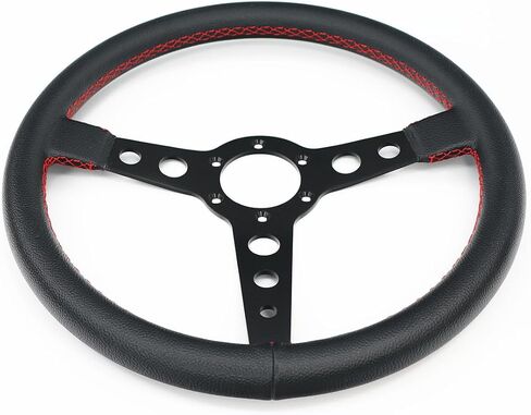 14in Racing Steering Wheel, Universal Leather Steering Wheel, Six Hole Black with Horn for MOMO Prototipo in Saudi Arabia
