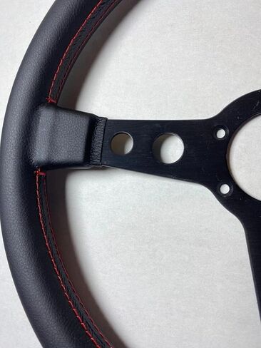 14in Racing Steering Wheel, Universal Leather Steering Wheel, Six Hole Black with Horn for MOMO Prototipo in Saudi Arabia