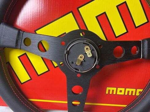 14in Racing Steering Wheel, Universal Leather Steering Wheel, Six Hole Black with Horn for MOMO Prototipo in Saudi Arabia