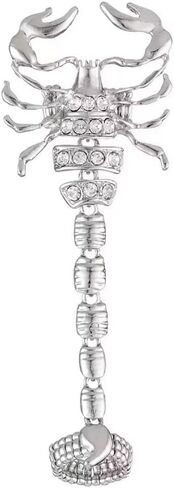 Yalice Goth Scorpion Full Finger Ring Bracelets Sparkle Rhinestone Double Knuckle Ring Harness Cool Punk Hand Ring Adjustable Rock Crystal Large Big Rings Jewelry for Women Gift Halloween in Kuwait