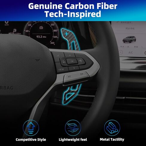 محول مجداف مغناطيسي من ألياف الكربون الحقيقية لسيارة Volkswagen Golf Gti Mk8 Auto 2021-2024 ملحقات استبدال عجلة القيادة لـ 21-25 Golf R-line in Kuwait