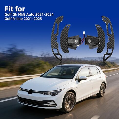محول مجداف مغناطيسي من ألياف الكربون الحقيقية لسيارة Volkswagen Golf Gti Mk8 Auto 2021-2024 ملحقات استبدال عجلة القيادة لـ 21-25 Golf R-line in Kuwait