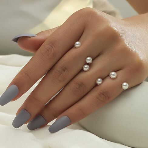 HUASAI Pearl Rings for Women Gold Stackable Rings White Black Pink Pearl Jewelry Summer Beach Dress Gifts Trendy in Saudi Arabia