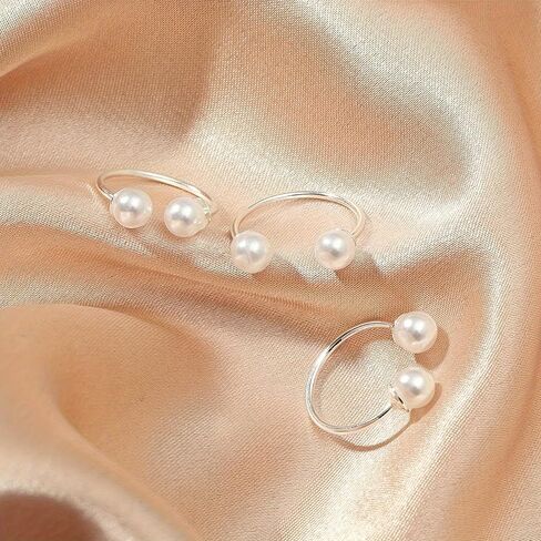 HUASAI Pearl Rings for Women Gold Stackable Rings White Black Pink Pearl Jewelry Summer Beach Dress Gifts Trendy in Saudi Arabia