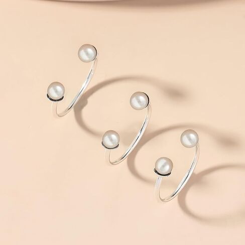 HUASAI Pearl Rings for Women Gold Stackable Rings White Black Pink Pearl Jewelry Summer Beach Dress Gifts Trendy in Saudi Arabia
