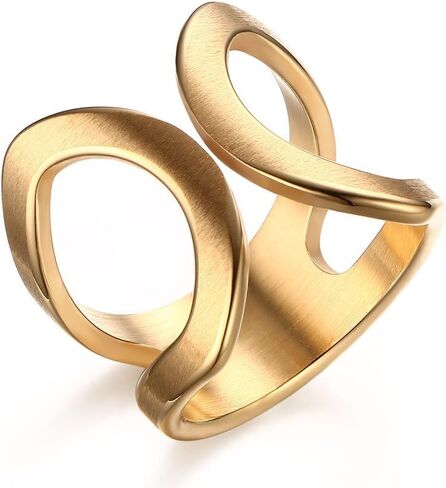 VNOX 18K Gold Plated Stainless Steel Double Chevron Ring for Women in Saudi Arabia