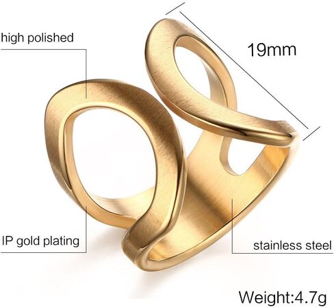 VNOX 18K Gold Plated Stainless Steel Double Chevron Ring for Women in Saudi Arabia