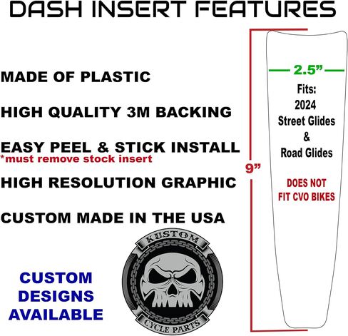Kustom Cycle Parts Grim Reaper Sword Plastic Dash Panel Console Insert! Compatible with 2024+ Harley Davidson Street Glides & Road Glides in Saudi Arabia
