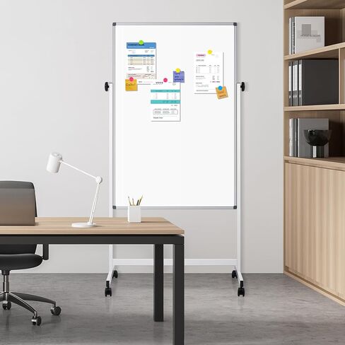Rolling Whiteboard, 40" x 24" Magnetic Mobile White Board on Wheels, Double Sided, Height Adjustable Aluminum Frame Dry Erase Board with Stand for Office, Home, Classroom in Kuwait