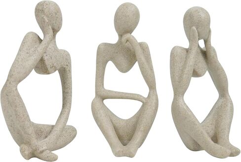 SIMON'S SHOP Thinker Figurines Set of 3, Modern Abstract Minimalist Home Decor Sculptures, 5″ Tall Freestanding Art Pieces for Shelf, Table, Office or Gift in Kuwait