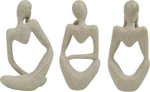 SIMON'S SHOP Thinker Figurines Set of 3, Modern Abstract Minimalist Home Decor Sculptures, 5″ Tall Freestanding Art Pieces for Shelf, Table, Office or Gift in Kuwait