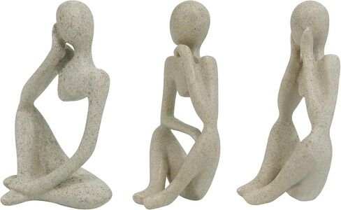 SIMON'S SHOP Thinker Figurines Set of 3, Modern Abstract Minimalist Home Decor Sculptures, 5″ Tall Freestanding Art Pieces for Shelf, Table, Office or Gift in Kuwait
